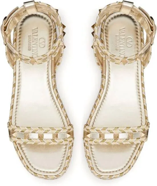 Valentino Garavani Rockstud 45mm woven sandals Neutrals