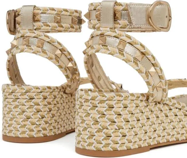 Valentino Garavani Rockstud 45mm woven sandals Neutrals