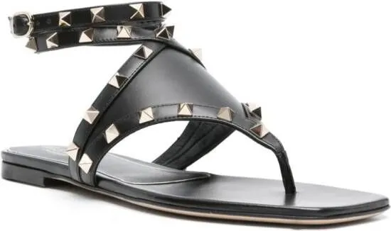 Valentino Garavani Rockstud thong-strap leather sandals Black