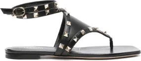 Valentino Garavani Rockstud thong-strap leather sandals Black