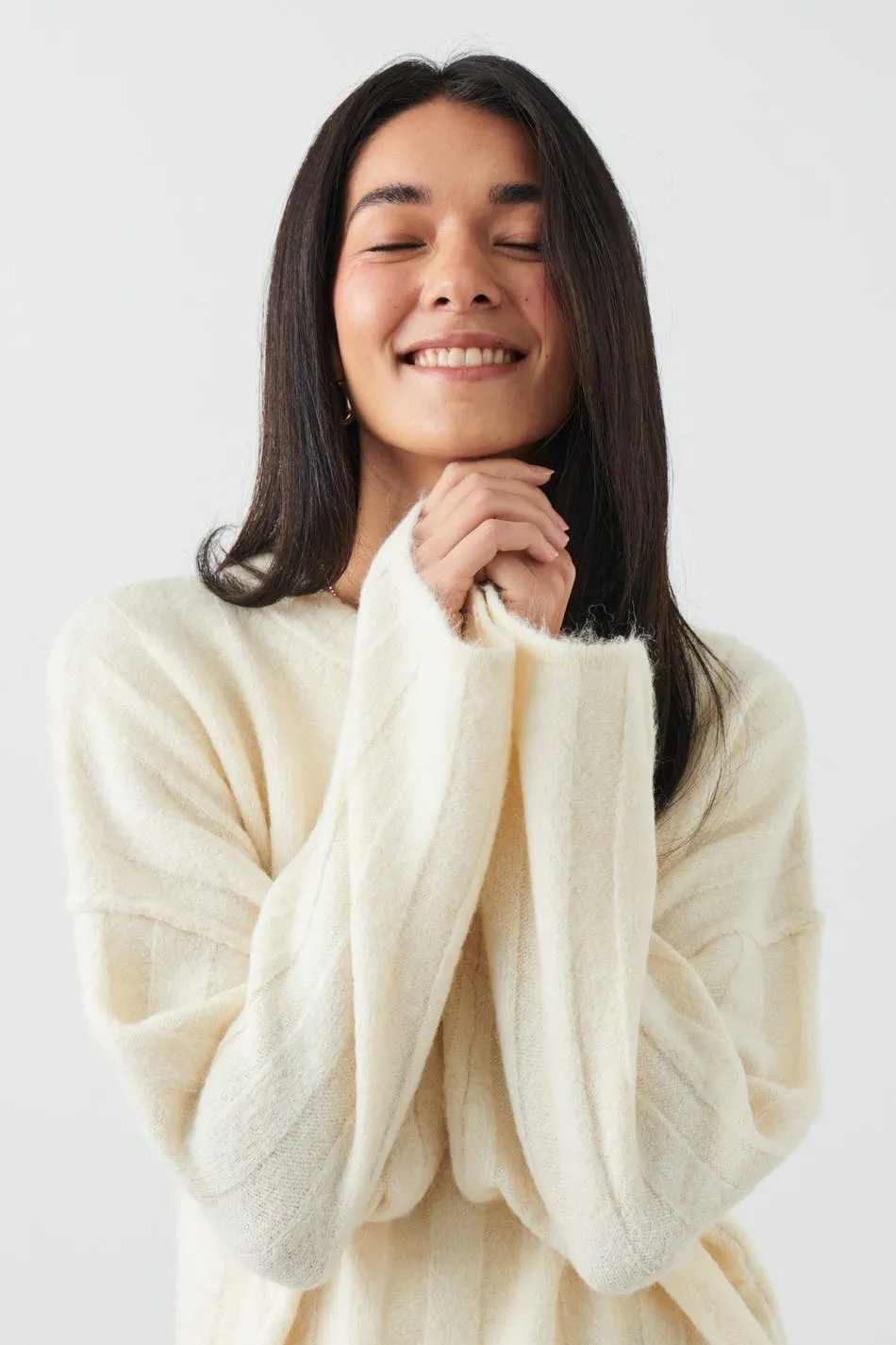 Wide rib knitted sweater