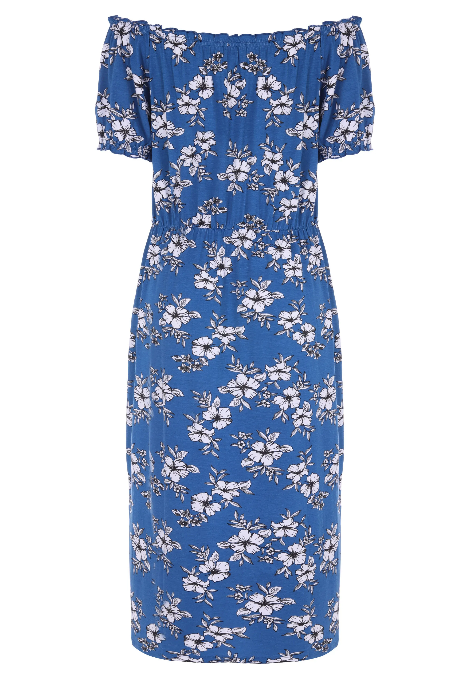 Womens Blue Floral Gypsy Midi Dress