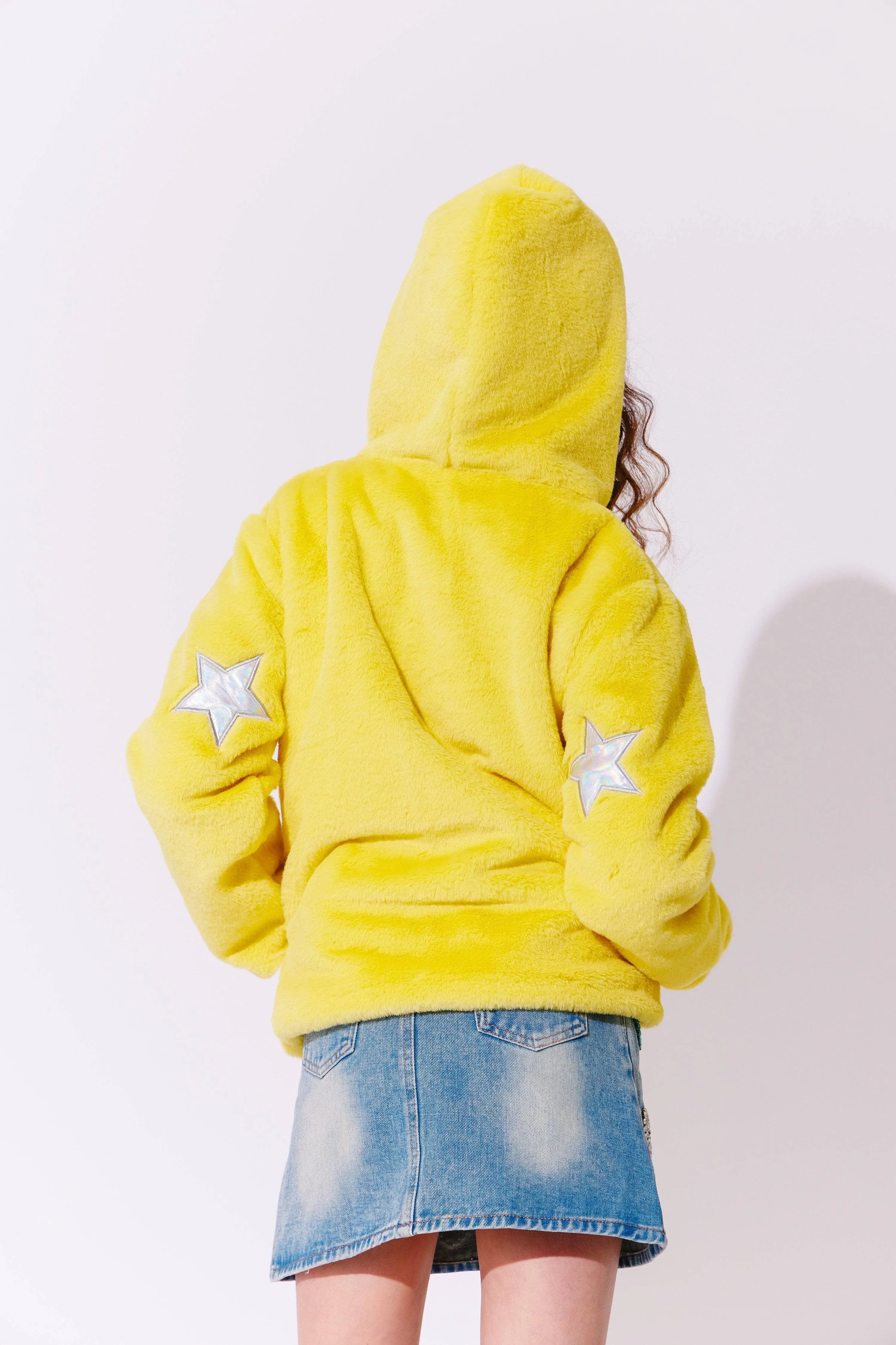 Yellow Stars Fuzzy Jacket